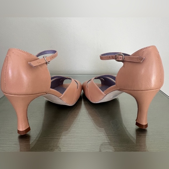 MERLET Renee Caffe Crème Leather 2.5 Jolie Flare Heel Medium Dance Size 8 - Picture 9 of 9